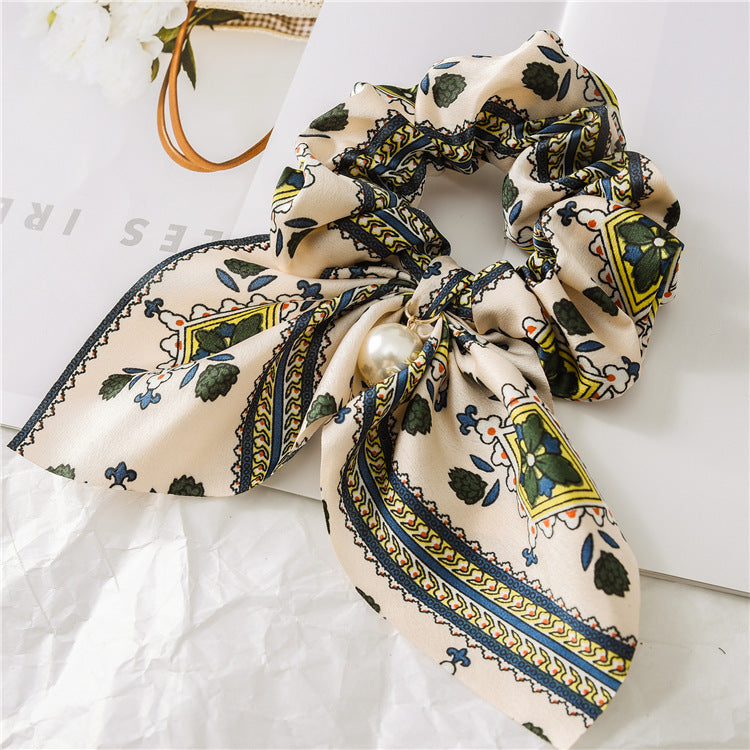 Pearl Pendant Large Intestine Ring Hair Band Women's Hair Knot Knotted Big Bow Hair Rope Pearl Pendant Large Intestine Ring Hair Band Women's Hair Knot Knotted Big Bow Hair Rope